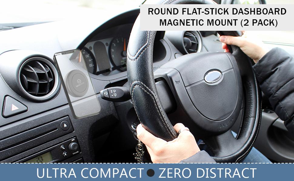 Round Flat-Stick Dashboard Magnetic Mount (2 Pack)