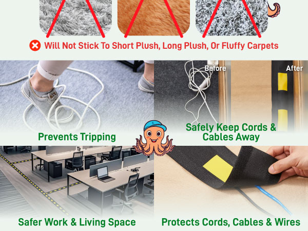 Designed for loop pile and closed loop carpets, not suitable for plush carpets