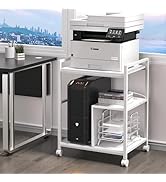 Lerliuo Printer Stand with Charging Station and USB Ports, Large 3-Tier Mobile Printer Table with...