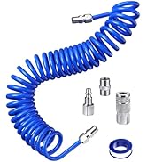SARDVISA 25 Feet Repairable PU Recoil Air Hose, Air Compressor Hose with 1/4