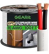 GearIT 16/2 Speaker Wire (100 Feet) 16AWG Gauge - in Wall Audio Speaker Wire Cable / CL2 Rated / ...