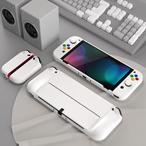  Dockable Hard Shell for Switch OLED w/Thumb Grip Caps &amp; Button Caps