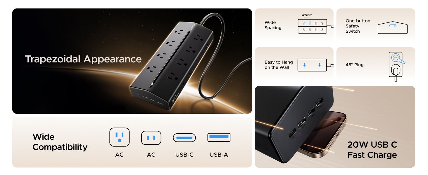 ugreen power strip with usb port