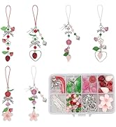 SUNNYCLUE 1 Box 163Pcs DIY 6 Sets Phone Charms Making Kit Cute Cellphone Charms Set Pink Red Spri...