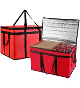 2PK XXXL Insulated Food Delivery Bag - Reusable Thermal Cooler Grocery Bags for Doordash Catering...