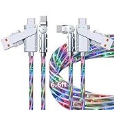 Light up USB-C Cable 2 Pack 6.6ft USB C to USB C Cable Multicolored RGB Colorful Starry Sky Type ...