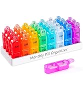 Daviky Monthly Pill Organizer 2 Times a Day - 30 Day Pill Box AM PM, BPA Free One Month Medicine ...