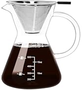 500ML(16.9oz) Glass Pour Over Coffee Maker with Double Stainless Filte - 4 Cup (Approx Refers to ...