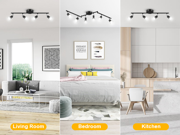 black LED track lighting kit use in different room
