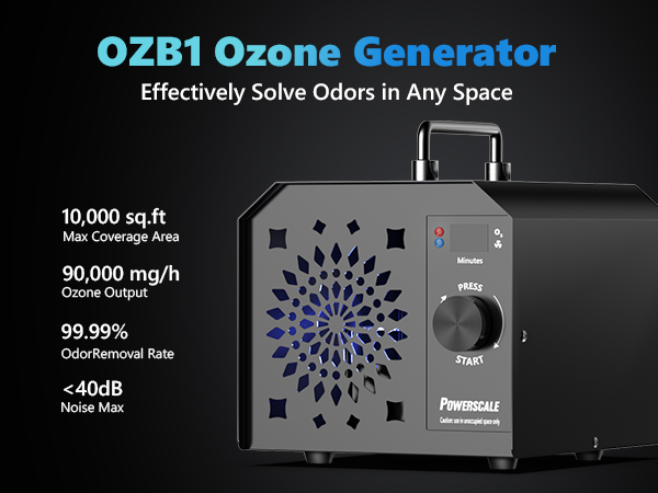 Ozone Generator for Home Car Smoke Pet Room High Capacity Ozone Air Purifier Odor Eliminator, Black