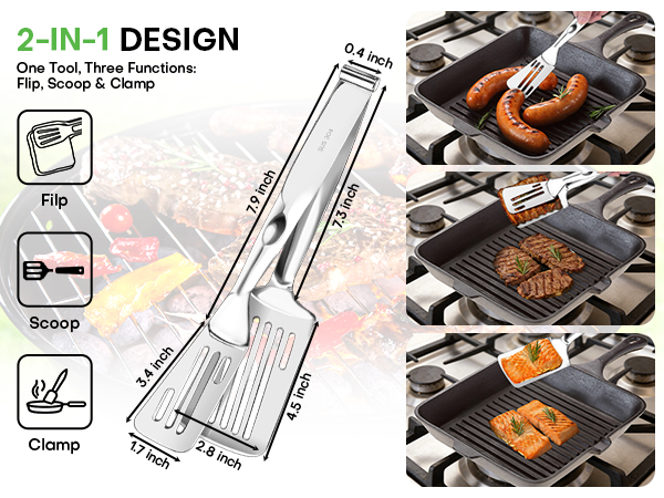 2-in-1 Detachable Design Kitchen Tongs