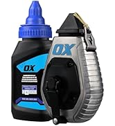 OX Pro 100ft Aluminum Chalk Line with 4oz Chalk Powder Refill - 6:1 Gear Ratio with Bold Kevlar C...