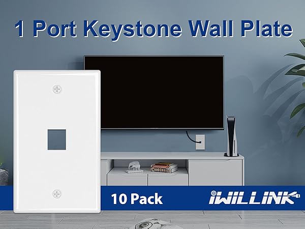 Iwillink 10 Pack 1-Port Keystone Wall Plates