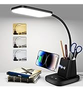 Sailstar LED Desk Lamp for Home Office with Wireless Charger, 3 Color Modes, Stepless Dimming, CR...