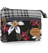 JINSI Mini Floral Coin Purse for Women, Small Cute Handmade Cotton Zip Wallet, Portable Vintage C...