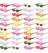 40 Pack Rectangle Sunglasses for Women Retro Colored Square Glasses Bulk 90s Vintage Eyewear Unie...