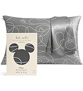 Kitsch Disney Mickey Mouse Satin Pillowcase with Zipper Softer Than Silk, Cooling Pillow Case for...