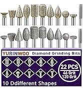 46-Grit &amp;120-Grit Diamond Grinder Bit 1/8" Shank Compatible with Dremel Rotary Tool, 22Pcs Stone ...