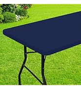 Smiry Rectangle Picnic Table Cloth, Waterproof Elastic Fitted Tablecloths for 6 Foot Tables, Wash...