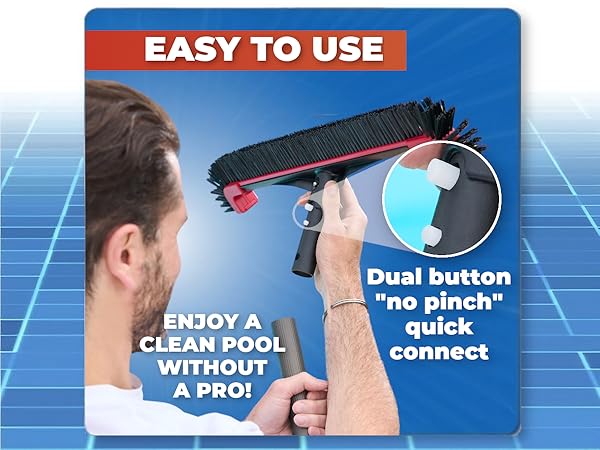 Easy to Use Pool Brush Head with Quick Connect