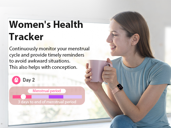 Smart watch for women with menstrual cycle tracking and convenient period reminders