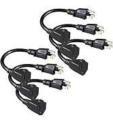 [6 Pack] Short 3 Prong Power Extension Cord - 6inch Black Mini Indoor Grounded Extension Cord,16A...