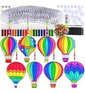 Winlyn 24 Sets Hot Air Balloon Suncatchers Decorations DIY Window Paint Art Craft Kits Rainbow Ho...
