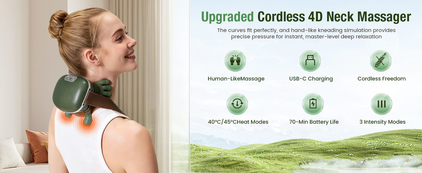 Upgraded Cordless 4D Neck Massager