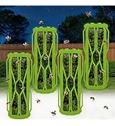 4 Pack Carpenter Bee Traps for Outside with Fluorescent, Wasp Trap Outdoor Hanging, Wasp Fly Catc...