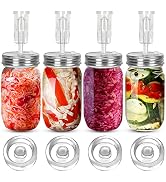 Samshow 4 Pieces Glass Silver Fermentation Kit | Wide Mouth Mason Jar