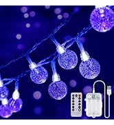 OMIKA 15FT 30 LED Black Light Battery Operated, UV Black Christmas Lights String, Twinkle Fairy L...