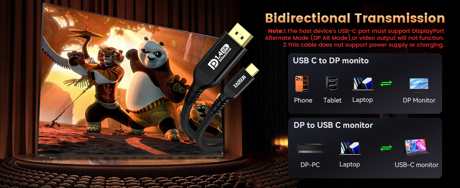 DP to USB C Thunderbolt 4 Cord