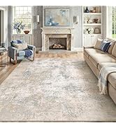 HUGEAR 8x10 Area Rug Beige Blue Machine Washable Rugs Abstract Indoor Rug Modern Low Pile Carpet ...