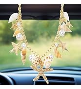 Sea Shell Rear View Mirror Accessories Hanging Charms, Starfish Conch Cute Car Accessories for Wo...