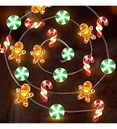 [Timer] 10 FT 30 LED Christmas String Lights Decorations Gingerbread Man Candy Cane Candy Fairy L...