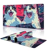 Cute Cats Extended Large Gaming Mouse Pad Cats Playing Games XXL Mousepad Desk Pad Mat for Keyboa...