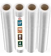 Stretch Wrap 4 Pack 18" x 1100 SqFt – Heavy Duty 80 Gauge Shrink Wrap Rolls for Moving, Furniture...