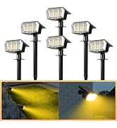 AUDERWIN Solar Lights Outdoor Lighting IP65 Waterproof, 63LED Soalr Spotlights, 6 Pack Solar Powe...