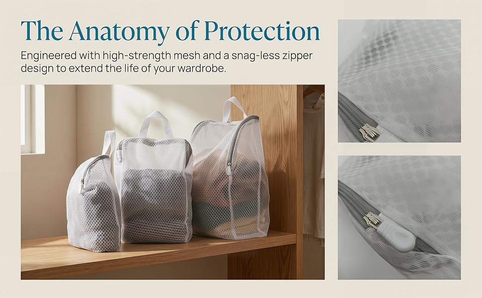 Unique 3D structure prevents crushing and misshaping of delicate items during washing