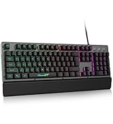 Gaming Keyboard,RaceGT Rainbow Backlit Wired Keyboard Mechanical Felling 104 Keys Full Size with ...