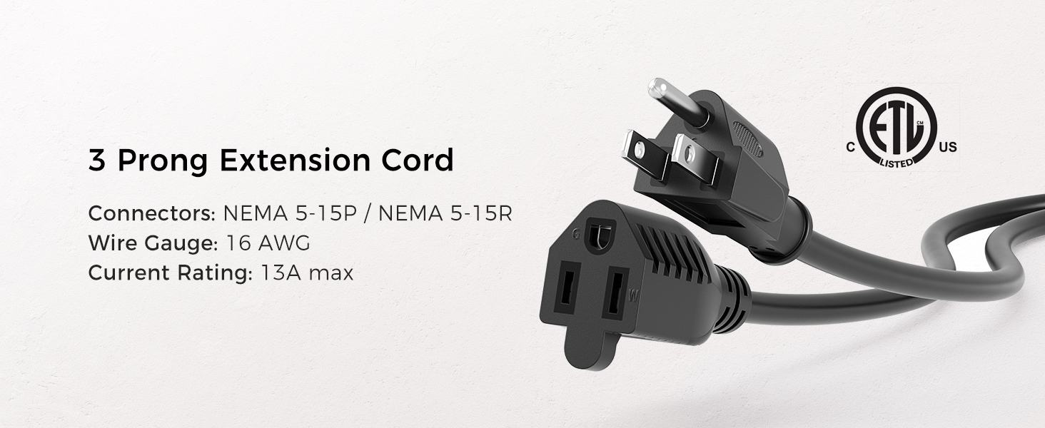 16 AWG Heavy Duty Power Extension Cord