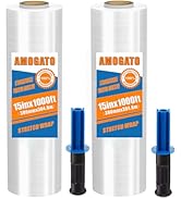AMOGATO Stretch Film for Moving and Packaging - Strong, Residue-Free, Easy to Use with Blue Handl...
