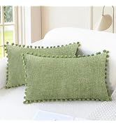 CaliTime Throw Pillow Covers Decorative 20 X 12 Inches Pack of 2 Cozy Solid Dyed Soft Chenille Cu...