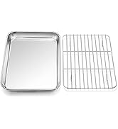 P&amp;P CHEF Toaster Oven Tray and Rack Set, Stainless Steel Baking Pan with Cooling Rack, Fit Your S...