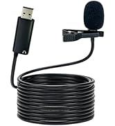 SEYUGOPTI USB Lavalier Lapel Microphone with 3.5mm Monitoring Headphone Jack, Omnidirectional Con...
