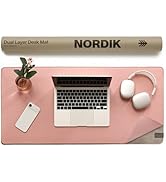 Nordik Felt and Leather Desk Mat - Desert Blush Pink - 35x17 Inch Felt and Vegan Leather Desk Blo...