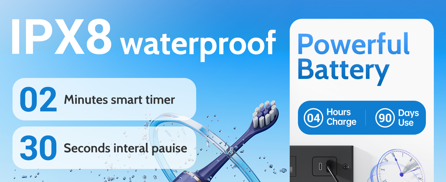 IPX8 waterproof electric toothbrush