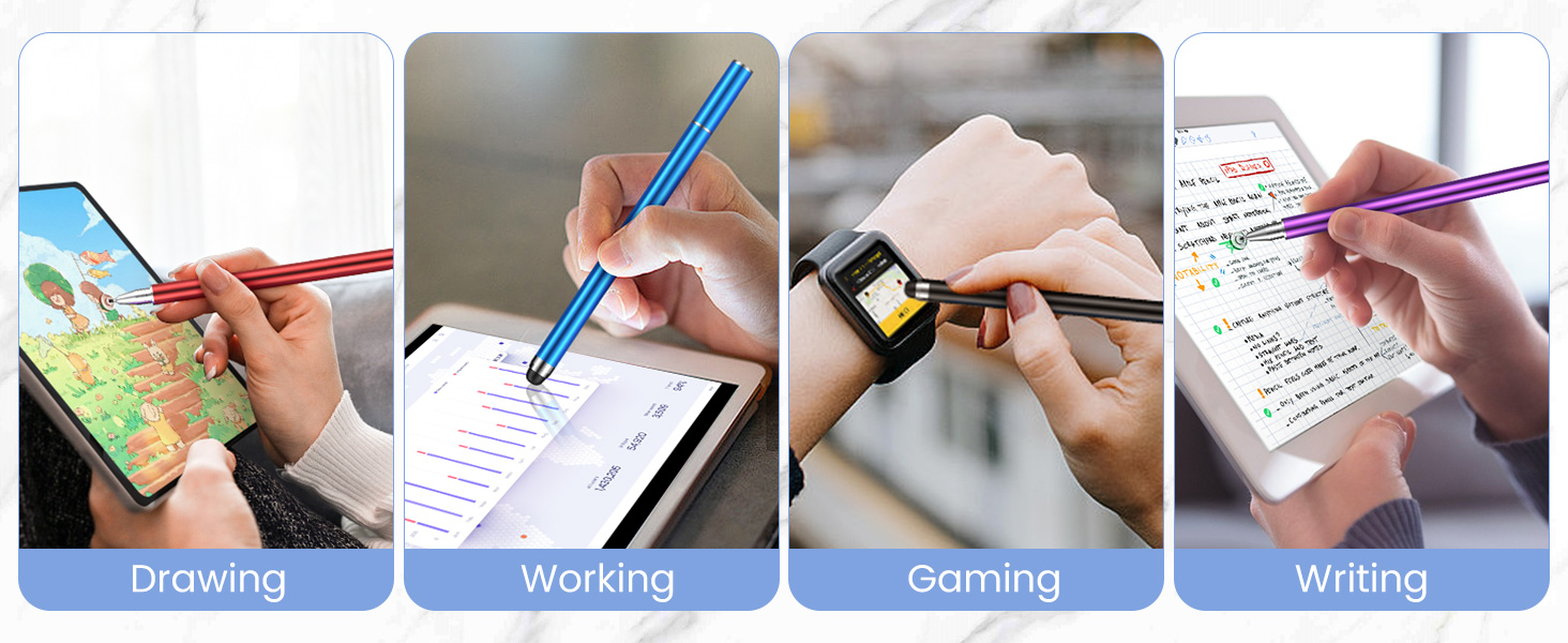 stylus Black, purple blue and red