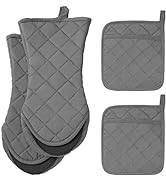 ARCLIBER Oven Mitts and Pot Holders Sets, 4PCS Heat Resistant Oven Mitts and Hot Pads for Kitchen...