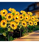 LETMY Solar Lights Outdoor Garden Decor, 4Pack Upgraded Solar Garden Lights with 24 Sunflower Lig...